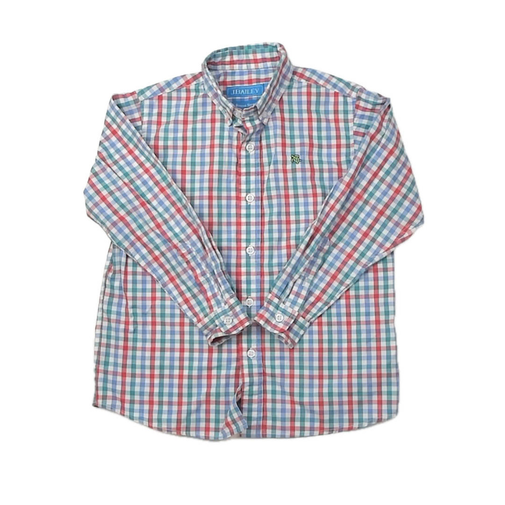 J. Bailey Boys Blue | Red Check Button Down Long Sleeve size: 6 Years